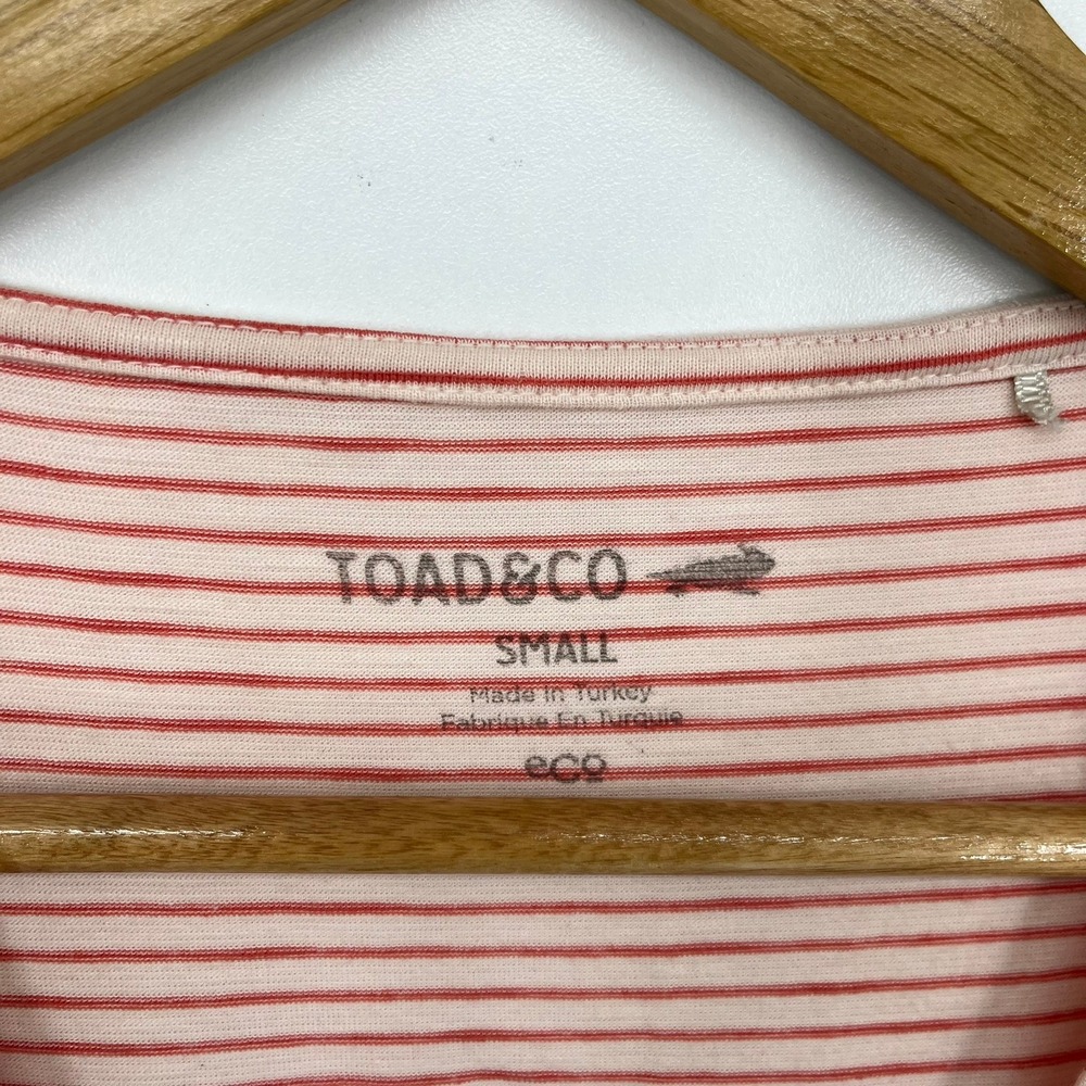 Toad&Co Cue Sleeveless Dress Pink Red Striped Wrap V-Neck Size S Small - Picture 3 of 12